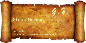 Girst Herman névjegykártya
